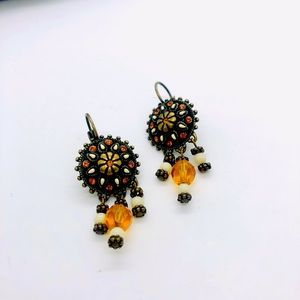 Vintage Joan Rivers Orange Crystal Earrings